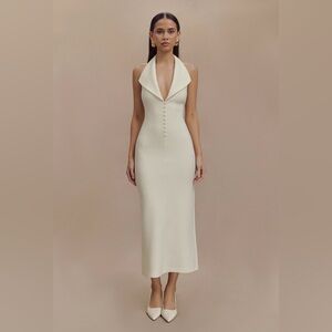 MESHKI - Annita Crepe Halter Midi Dress